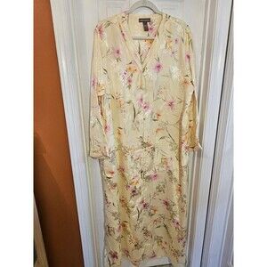 Valerie Stevens Vintage Robe House Coat Large Floral Zip Front Lingerie Duster